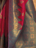 Bewitching Rani Pink Woven Silk Festival Wear Saree With Blouse - Zeel Clothing