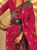 Bewitching Rani Pink Woven Silk Festival Wear Saree With Blouse - Zeel Clothing