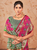 Bewitching Rani Pink Zari Weaving Patola Silk Saree With Blouse