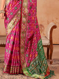 Bewitching Rani Pink Zari Weaving Patola Silk Saree With Blouse