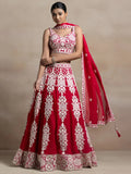 Bewitching Red Thread Work Georgette Wedding Wear Lehenga Choli