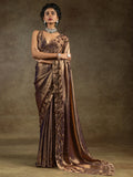 Bewitching Rose Gold Sequins Work Satin Wedding Wear Saree - Zeel Clothing