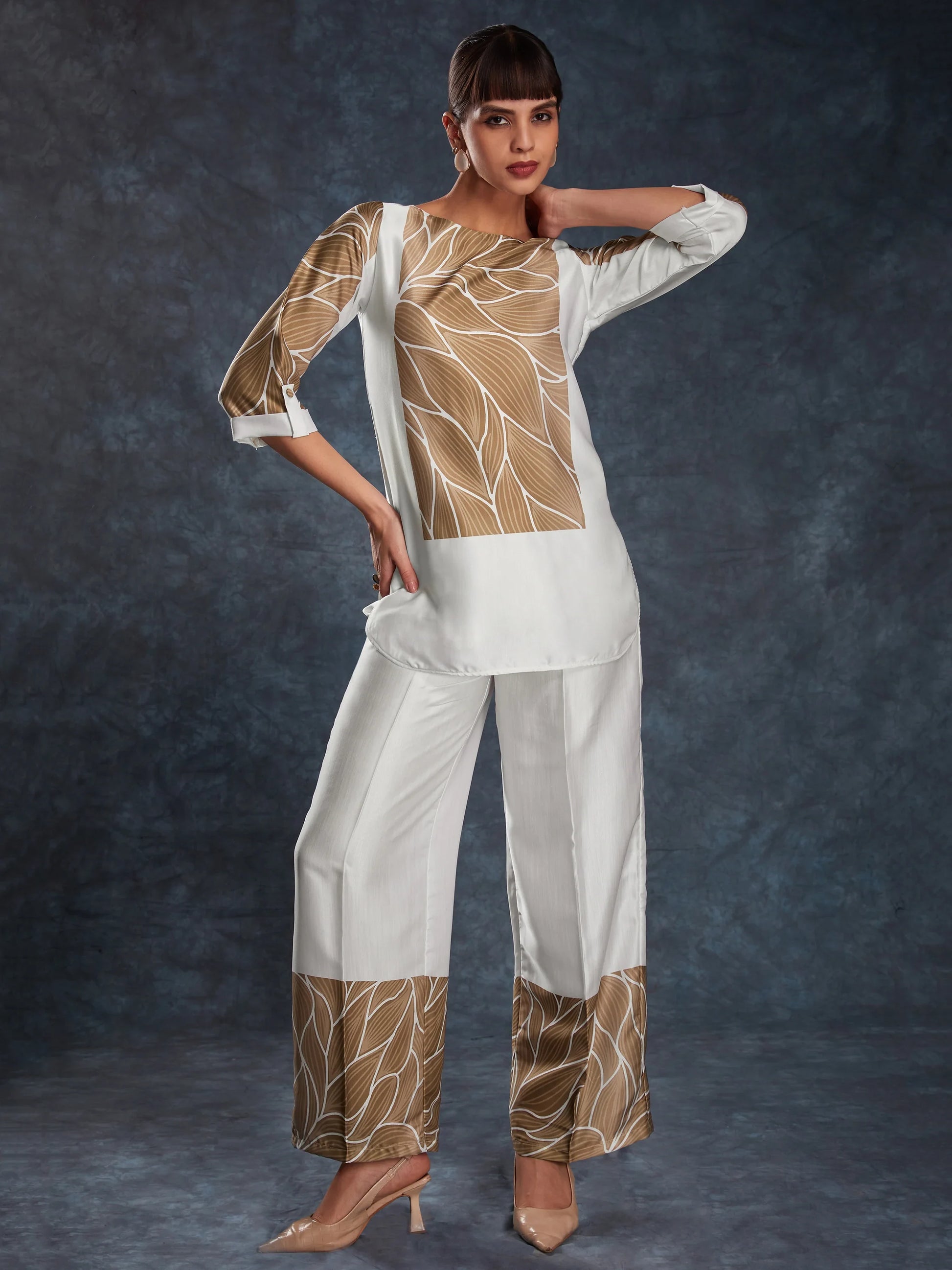 Bewitching White Digital Printed Linen Casual Wear Co-Ord Set - Zeel Clothing
