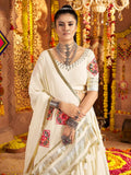 Bewitching White Patch Work Rayon Navratri Wear Lehenga Choli With Dupatta - Zeel Clothing