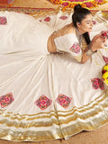 Bewitching White Patch Work Rayon Navratri Wear Lehenga Choli With Dupatta - Zeel Clothing