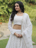 Bewitching White Thread Work Georgette Reception Wear Lehenga Choli - Zeel Clothing