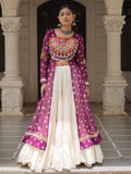 Bewitching Wine Cotton Navratri Wear Lehenga With Kutchi Patch Work Kurti - Zeel Clothing