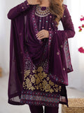 Bewitching Wine Georgette Thread Work Festive Wear Pant Suit With Dupatta - Zeel Clothing