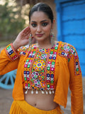 Bewitching Yellow Rayon Navratri Wear Lehenga Choli With Koti - Zeel Clothing