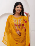 Bewitching Yellow Thread Embroidered Viscose Silk Haldi Wear Pant Suit - Zeel Clothing