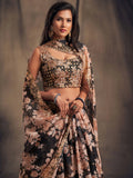 Black Floral Printed Organza Festival Lehenga Choli - Zeel Clothing