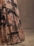 Black Floral Printed Organza Festival Lehenga Choli - Zeel Clothing