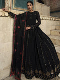 Black Sequins Embroidered Georgette Wedding Wear Gown - Zeel Clothing