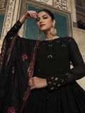 Black Sequins Embroidered Georgette Wedding Wear Gown - Zeel Clothing