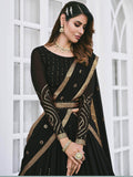 Black Sequins Georgette Wedding Wear Lehenga Choli - Zeel Clothing