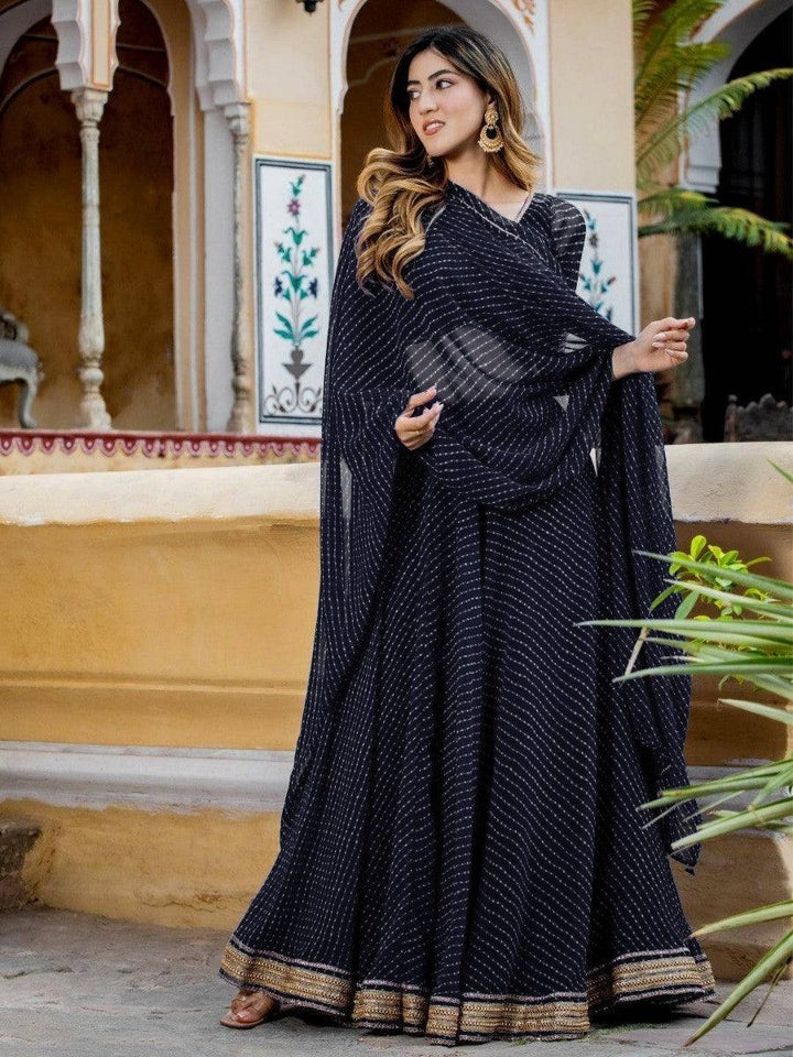 Exquisite Black Laheriya Print Georgette Designer Lehenga Choli