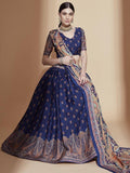 Blue Digital Printed Chinon Lehenga Choli With Dupatta - Zeel Clothing