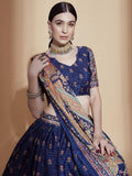 Blue Digital Printed Chinon Lehenga Choli With Dupatta - Zeel Clothing