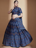 Blue Digital Printed Chinon Sangeet Wear Lehenga Choli - Zeel Clothing