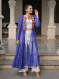 Stellar Blue Bandhani Printed Georgette Navratri Special Shrug