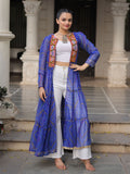 Stellar Blue Bandhani Printed Georgette Navratri Special Shrug