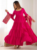 Breathtaking Hot Pink Anarkali Suit With Banarsi Silk Dupatta - Zeel Clothing