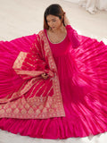 Breathtaking Hot Pink Anarkali Suit With Banarsi Silk Dupatta - Zeel Clothing