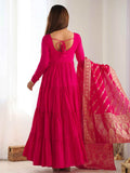 Breathtaking Hot Pink Anarkali Suit With Banarsi Silk Dupatta - Zeel Clothing