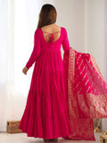 Breathtaking Hot Pink Anarkali Suit With Banarsi Silk Dupatta - Zeel Clothing