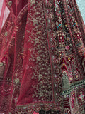 Breathtaking Maroon Zari Embroidered Velvet Bridal Lehenga Choli With Double Dupatta - Zeel Clothing