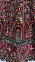 Breathtaking Maroon Zari Embroidered Velvet Bridal Lehenga Choli With Double Dupatta - Zeel Clothing