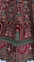 Breathtaking Maroon Zari Embroidered Velvet Bridal Lehenga Choli With Double Dupatta - Zeel Clothing