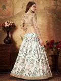 Breathtaking Off-White Sabyasachi Floral Printed Organza Silk Party Wear Lehenga Choli With Blouse - Zeel Clothing
