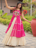 Breathtaking Pink Cotton Navratri Wear Lehenga With Leheriya Printed Shrug - Zeel Clothing