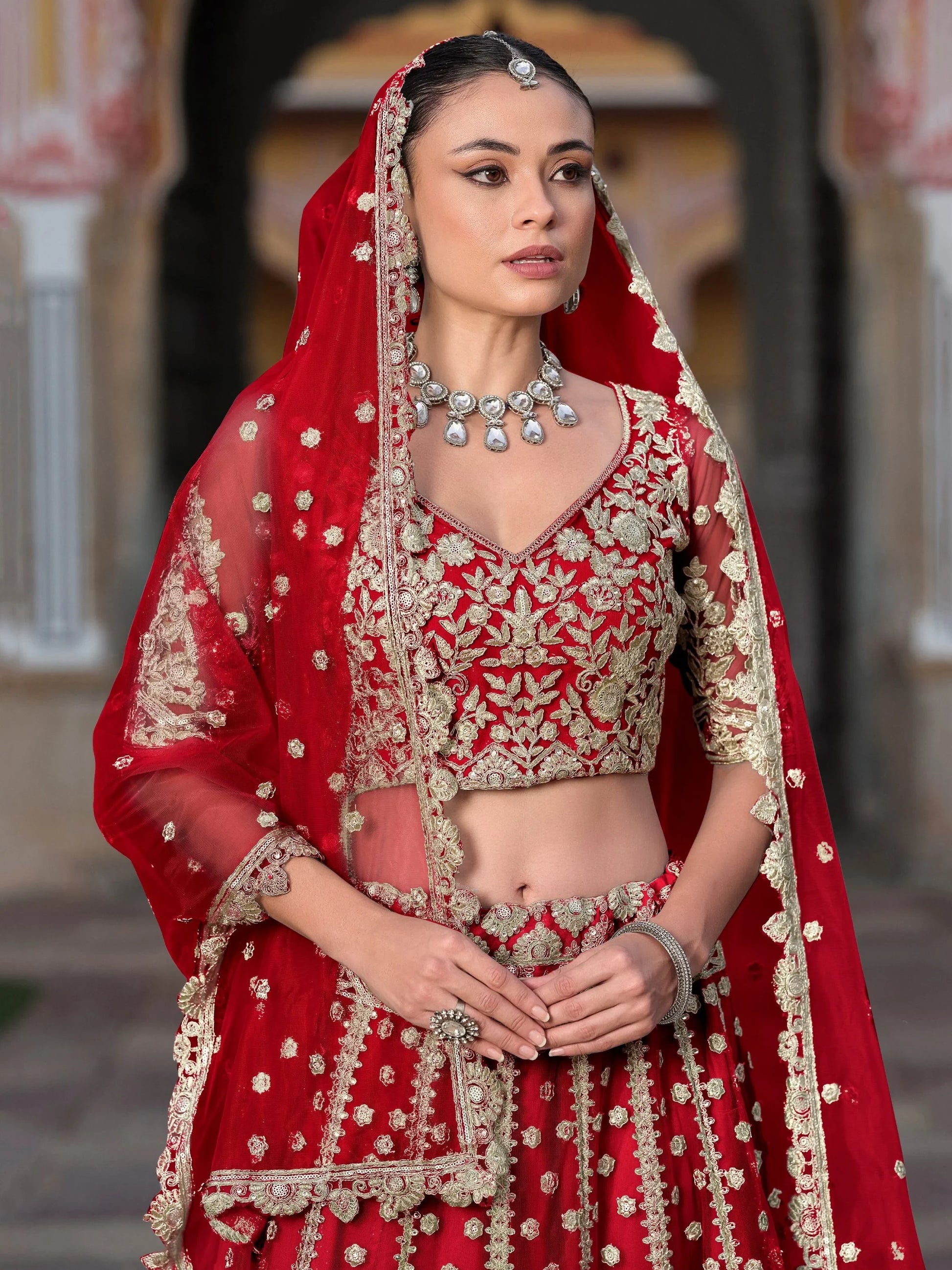 Breathtaking Red Sequins Net Bridal Wear Lehenga Choli With Dupatta
