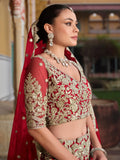 Breathtaking Red Sequins Net Bridal Wear Lehenga Choli With Dupatta