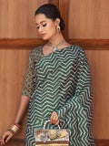 Breathtaking Teal Green Digital Printed Crepe Event Wear Saree - Zeel Clothing