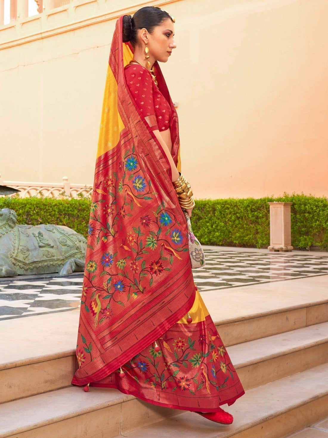 Breathtaking Yellow Zari Weaving Silk Traditional Saree With Blouse - Zeel Clothing