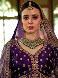 Brilliant Purple Pearl Work Silk Bridal Lehenga Choli With Double Dupatta