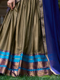 Attractive Olive Green Zari Weaving Cotton Traditional Half Saree Lehenga