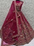 Graceful Pink Heavy Embroidered Silk Bridal Lehenga Choli With Double Dupatta