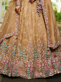 Capricious Beige Thread Work Tissue Silk Wedding Wear Lehenga Choli - Zeel Clothing