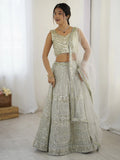 Capricious Grey Dori Work Georgette Wedding Wear Lehenga With Blouse - Zeel Clothing