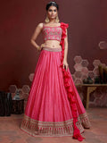 Capricious Pink Digital Printed Chinon Silk Designer Lehenga Choli