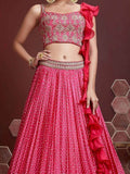 Capricious Pink Digital Printed Chinon Silk Designer Lehenga Choli - Zeel Clothing