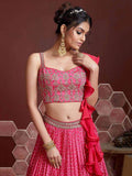 Capricious Pink Digital Printed Chinon Silk Designer Lehenga Choli - Zeel Clothing