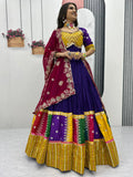 Capricious Purple Thread Embroidered Cotton Navratri Special Lehenga Choli - Zeel Clothing