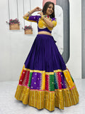 Capricious Purple Thread Embroidered Cotton Navratri Special Lehenga Choli - Zeel Clothing