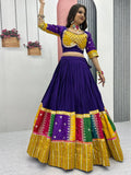 Capricious Purple Thread Embroidered Cotton Navratri Special Lehenga Choli - Zeel Clothing