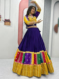 Capricious Purple Thread Embroidered Cotton Navratri Special Lehenga Choli - Zeel Clothing